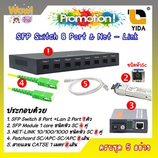 Fiber Optic SFP Switch 8 Port+2 Lan ครบชุดรหัสSET8sfp