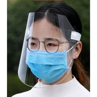 Face shieldหน้ากากใส //ดึงเปิดปิดได้//ชนิดยางยืดพร้อมกับแผ่นพลาสติกใส