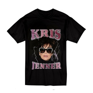 เสื้อยืดผ้าฝ้ายพิมพ์ลายขายดี เสื้อยืดลําลอง ลาย Kris Jenner สีดํา คุณภาพสูง