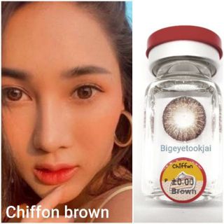 💟 Chiffon Pitchylens Sweety Plus brown gray Contactlens บิ๊กอาย คอนแทคเลนส์ ราคาถูก แถมตลับฟรี