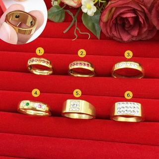 แหวนทองทังสเตนแม่เหล็กเพื่อสุขภาพ เพชรรัสเซีย เสริมสุขภาพ เสริมบารมี สเเตนเลส ทองเค แม่เหล็ก