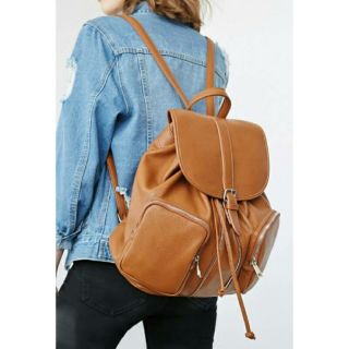 FAUX LEATHER DRAWSTRING BACKPACK