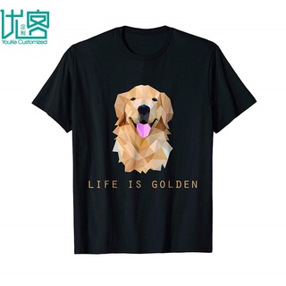 เสื้อยืดโอเวอร์ไซส์เสื้อยืดพิมพ์ลาย Life Is Golden Retriever แฟชั่นฤดูร้อนสําหรับผู้ชายS-4XL