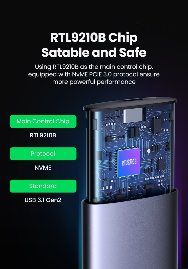 ภาพประกอบของ Ugreen M.2 NVMe SSD Enclosure Dual Protocol NVMe SATA เป็น USB 3.1 Gen2 10 Gbps NVMe PCI-E M.2 SSD เคสรองรับ UASP สําหรับฮาร์ดดิสก์