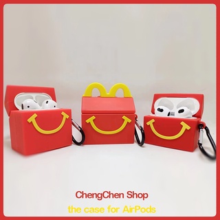 McDonalds red smiley gift box headphone case for AirPods3gen case headphone case 2021 new for AirPods3 headphone case compatible with AirPodsPro case AirPods2gen case