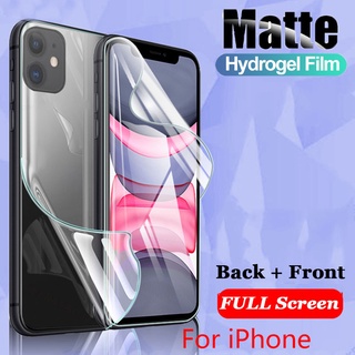 ฟิล์ม Hydrogel Matte แบบเต็มหน้าจอด้านหลัง + ด้านหน้า iPhone 13 12 11 14 Pro Mini X XR XS Max 7 8 6 6S Plus Se 2020