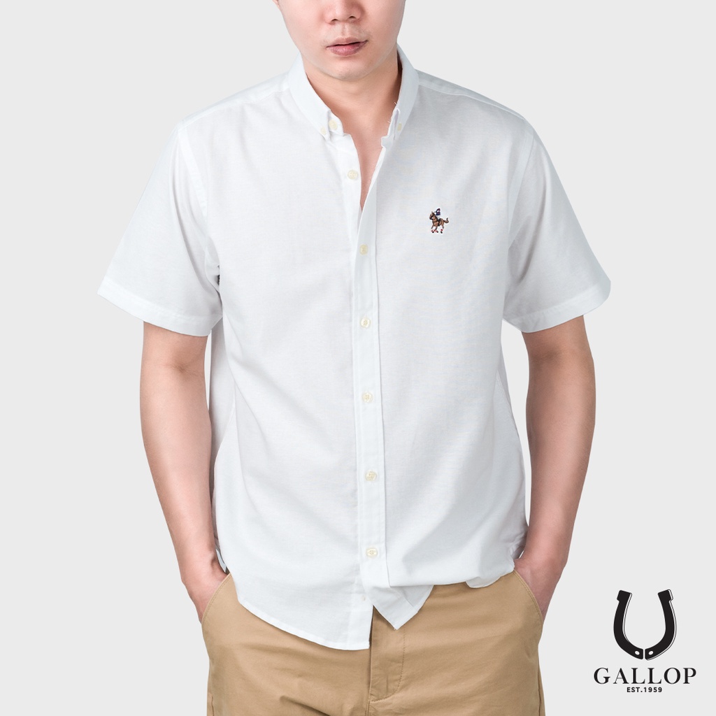 ภาพหน้าปกสินค้าGALLOP : OXFORD CASUAL SHIRT เสื้อเชิ๊ตแขนสั้น รุ่น GWP9002 สีขาว