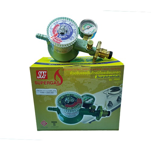 หัวปรับตั้งเวลา SCG มีเซฟตี้ พร้อมสายแก๊ส+เข็มขัดรัดสาย หัวปรับแรงดัน ...