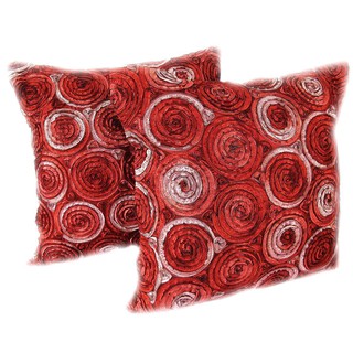 1 คู่ ปลอกหมอน ผ้าไหม ลายปักดอกกุหลาบเต็มหนึ่งด้าน ขนาด 16 X 16 นิ้ว สีแดง (ไม่รวมตัวหมอน)