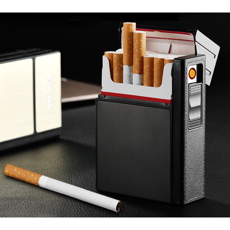 กล่องใส่บุหรี่-2-in-1-อลูมิเนียมทนทาน-20-มวน-พร้อมไฟในตัว-usb-charger-aluminium-cigarettes-holder-box-focus-2559