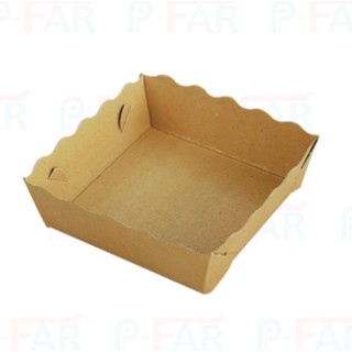 (1,000 ใบ) ถาดกระดาษ ถาดขนมปังแบนเล็ก ขนาด 3.5"x 3.5" เคลือบ PE TC038/L_INH102
