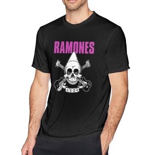 เสื้อยืดโอเวอร์ไซส์เสื้อยืดผ้าฝ้ายแขนสั้นพิมพ์ลายกะโหลก Ramones Skull 1234
S-3XL