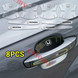 8pcs Honda รถประตูฟิล์มป้องกัน Mazda ชามประตูรถสติกเกอร์ป้องกันการชนกันแถบสีสติกเกอร์รอยขีดข่วน