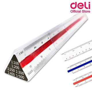 Deli 8930 Triangular Scale ไม้สเกล 3 เหลี่ยม ยาวถึง 30cm (แพ็ค 1 ชิ้น) ไม้บรรทัด ไม้สามเหลี่ยม ไม้วัดสเกล เครื่องเขียน