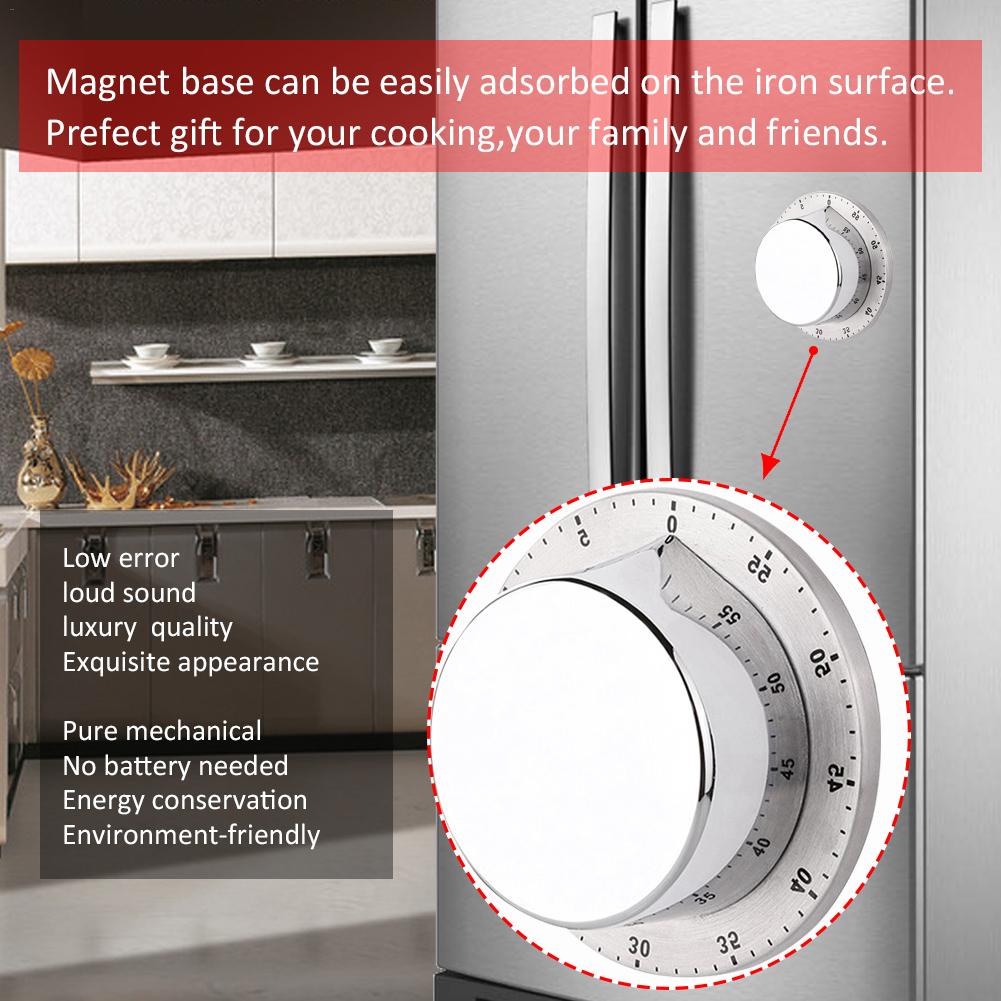 สแตนเลสนาฬิกาจับเวลาทำครัวพร้อมฐานแม่เหล็กด้วยตนเอง-mechanical-ทำอาหารเครื่องจับเวลานับถอยหลังอุปกรณ์ทำอาหารแกดเจ็ตสำ