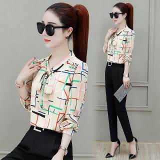 Tops Blouse ผู้หญิงเสื้อชีฟองแขนยาว / สั้นฤดูใบไม้ร่วงปี 2021 ใหม่ด้านบนหลวมครอบคลุมท้อง, เสื้อแบบตะวันตกและแนวโน้มเสื้อ