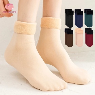 ถุงเท้ายาว ผ้ากํามะหยี่ แบบหนา ไร้รอยต่อ ให้ความอบอุ่น สวมใส่สบาย สีพื้น แฟชั่นฤดูหนาว สําหรับผู้หญิง