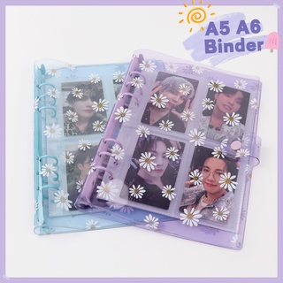 ราคาINS Daisy Transparent Purple A5 A6 Binder Album Cover 6 Holes Photo Album Photocard Lomo Card Holder Loose-leaf Notebook