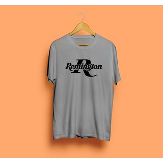 เสื้อยืดแฟชั่น Remington โลโก้ Fire Arms Weapon Gun เสื้อยืดคอกลมผู้ชาย Gildan ไซส์สีเทาสามารถปรับแต่งได้