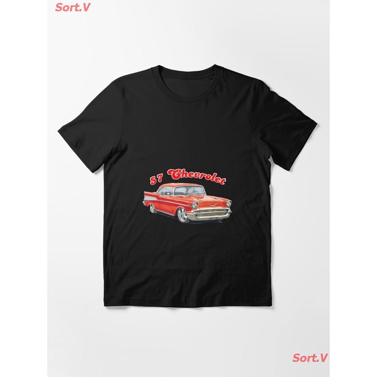 sort-v-car-1957-chevrolet-bel-air-design-essential-t-shirt-เสื้อยืดพิมพ์ลาย-เสื้อยืดโลโก้รถ