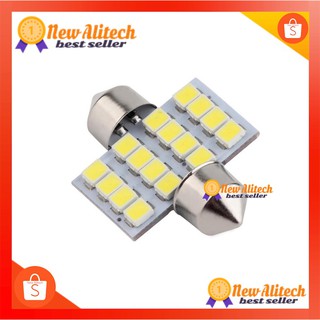 New Alitech [1pc]16SMD ไฟ LED 12V DC Auto Auto สีขาวภายในอ่านโคมไฟโดมไฟ Festoon Bulbs