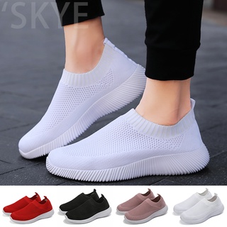 SKYE รองเท้า แบบสลิป-ออน ผู้หญิง สไตล์เกาหลี รองเท้าผ้าใบ สีขาว สำหรับผู้หญิง