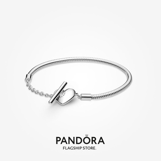 Pandora สร้อยข้อมือโซ่งู รูปหัวใจ สีเงิน ของขวัญคริสต์มาส สําหรับเด็กผู้หญิง s928