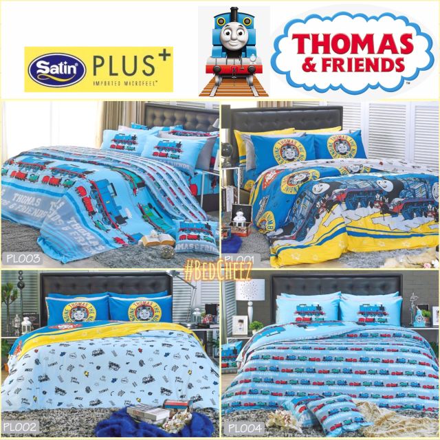 ของแท้100-ผ้าปูที่นอน-รถไฟโทมัส-thomas-amp-friends-ไร้รอยต่อ-รถไฟthomas-by-satin-plus