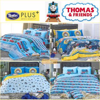 ของแท้100%⚡ผ้าปู + ผ้านวม รถไฟโทมัส ( Thomas &amp; Friends ) ไร้รอยต่อ รถไฟThomas by Satin Plus