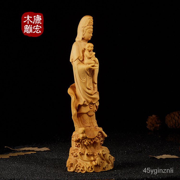 yueqing-boxwood-แกะสลักไม้เพื่อส่งพระพุทธรูปเจ้าแม่กวนอิม-แกะสลักงานฝีมือไม้ตกแต่งรถยนต์-ไม้แกะสลัก-12ay