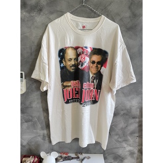 เสื้อยืดผ้าฝ้ายCOTTON เสื้อยืดแขนสั้น Elton John x Billy Joel ทัวร? Face 2 Face ปี 2009 สภาพดีS-5XL