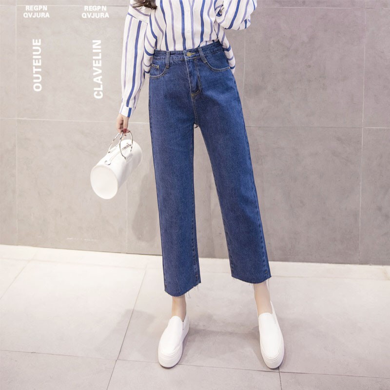 ภาพสินค้าYH N525 มีไซส์ S-2XL กางเกงยีนส์เอวสูง สไตล์เกาหลี กางเกงยีนส์ขายาวดีไซน์สวยๆ จากร้าน yh_official_store บน Shopee ภาพที่ 4