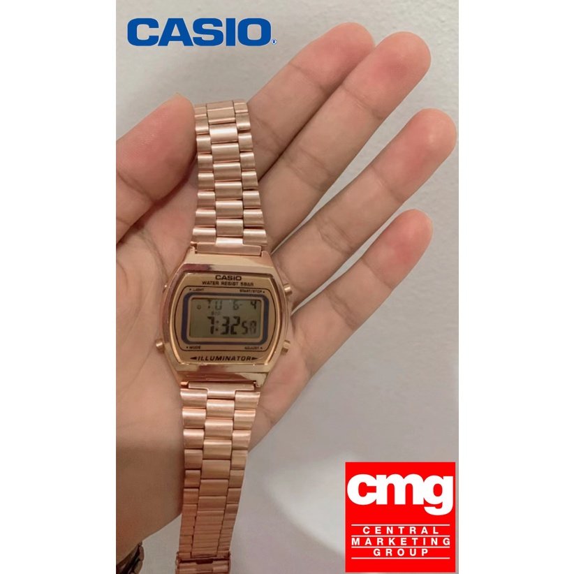 ของแท้100-นาฬิกา-casio-นาฬิกาสุภาพสตรี-รุ่น-b640wc-สีทอง-รับประกัน-1-ปี