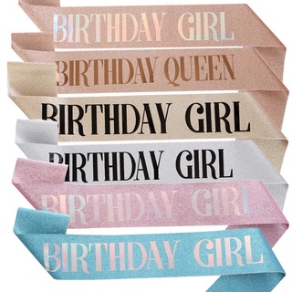 ขายดี สายรัดคอ สุขสันต์วันเกิด เด็กผู้หญิง เจ้าหญิง ราชินี งานเลี้ยงวันเกิด ชุดอุปกรณ์แต่งตัววันเกิด 1 ชิ้น