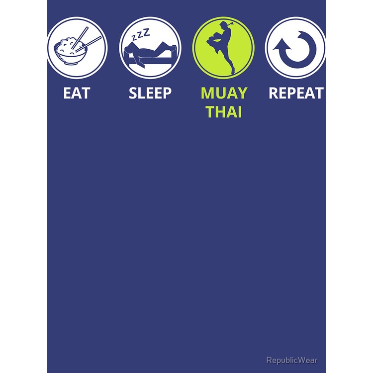 loylaiya-thailand-ประเทศไทย-มวยไทย-เสื้อพิมพ์ลาย-funny-muay-thai-t-shirt-eat-sleep-muay-thai-repeat-tee-essential-t-sh