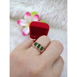 แหวนข้อมะขาม#แหวนนาคหัวพลอยสีเขียว