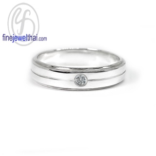 Finejewelthai-แหวน-แหวนเพชร-เพชรสังเคราะห์-แหวนเงินแท้-Diamond-CZ-Silver-Ring - R3044cz