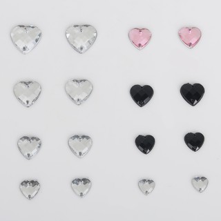 หินแก้วคริสตัล พลอยเทียม รูปหัวใจ สีชมพู สีดํา สําหรับตกแต่งเสื้อผ้า DIY
