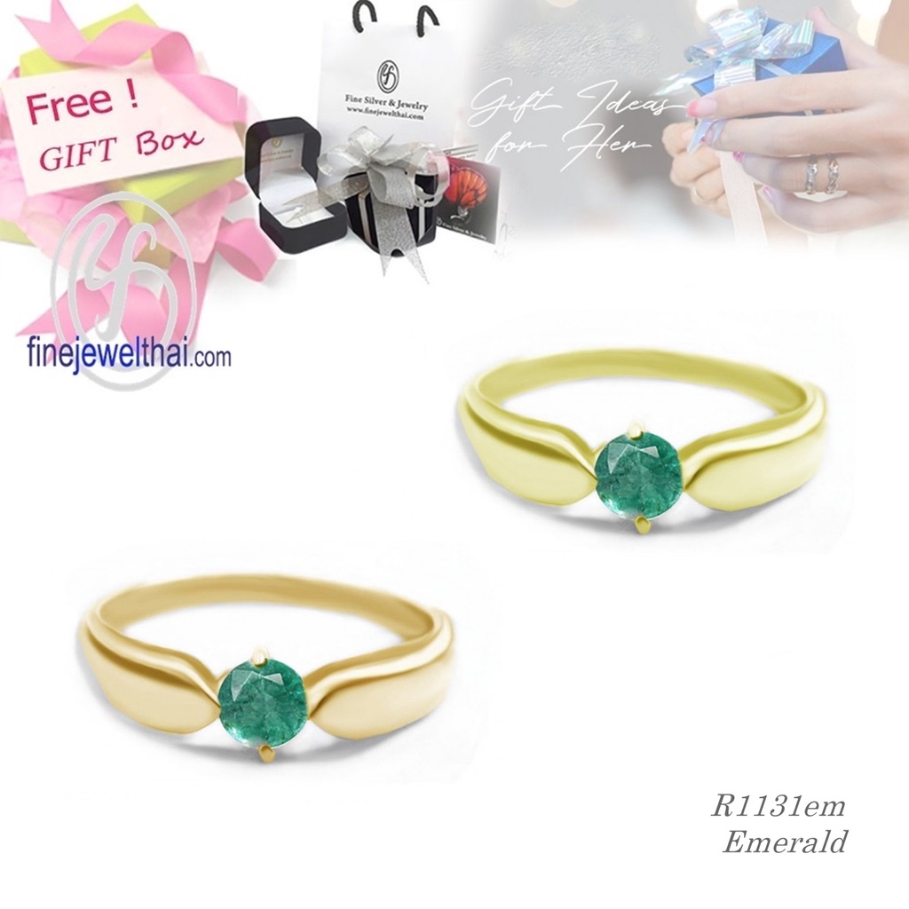 finejewelthai-แหวนมรกต-มรกต-แหวนเงินแท้-แหวนพลอย-พลอยแท้-พลอยประจำเดือนเกิด-emerald-silver-ring-r1131em-g-pg