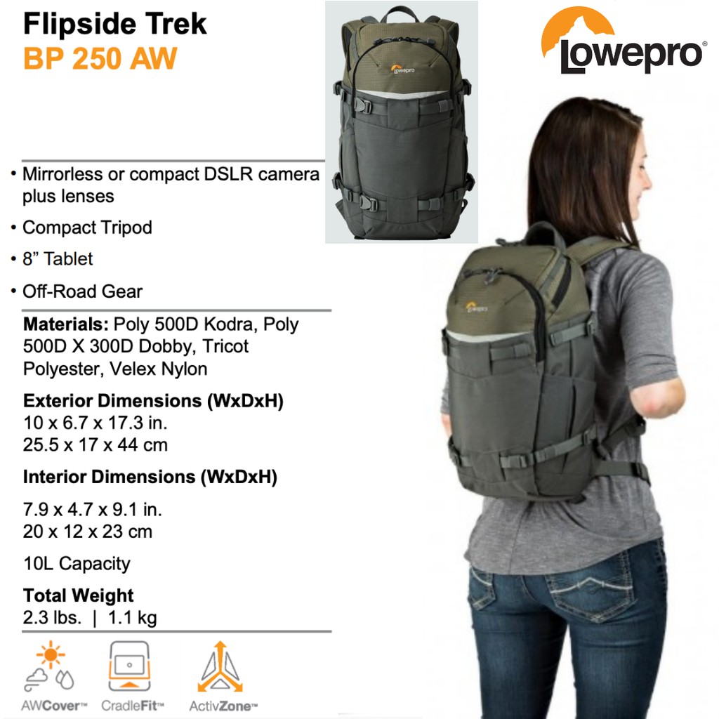 กระเป๋ากล้อง-flipside-trek-bp-250-aw-350-aw-450-aw-lowepro-เป้-สะพายหลังขนาดกะทัดรัด-ของแท้-ประกันศูนย์-3-ปี-เลือกขน