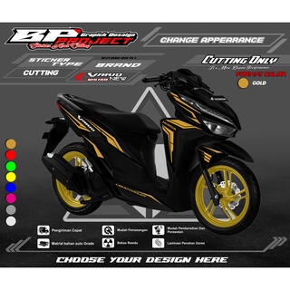 สติกเกอร์ตัดแต่ง VARIO 150 &amp; 125 - อุปกรณ์เสริมรถจักรยานยนต์ Honda VARIO NEW Schotlite CUTTING Sticker Striping Lis VARIO Gold Hologram-CUTTING VARIO NEW BP.3C