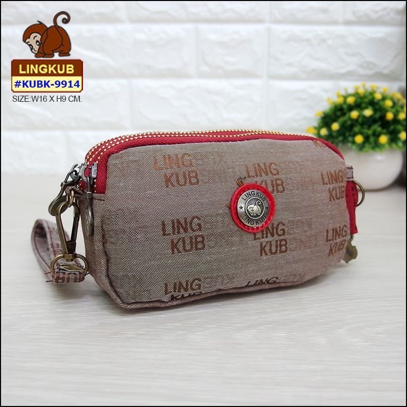 กระเป๋าคล้องมือ-lingkub-kk-9914-แบบ-3-ซิป-ผ้าทอ-รุ่นขายดี