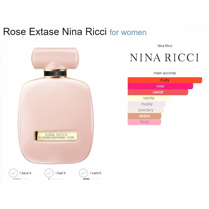 ภาพสินค้าแบ่งขาย Nina Ricci Rose Extase EDT น้ำหอมแบรนด์แท้ 100% จากร้าน undashop บน Shopee ภาพที่ 1