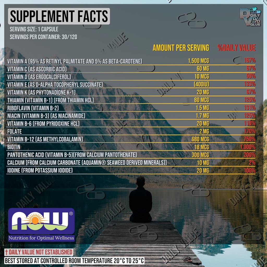 วิตามินรวม / Daily Vits Multivitamin w/ Fruits & Veggies by NOW FOODS ...