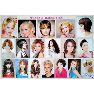 โปสเตอร์ ทรงผมผู้หญิง Womens Hairstyles Poster 24”x35” Inch Fashion Barber Beauty Salon Hairdresser v1