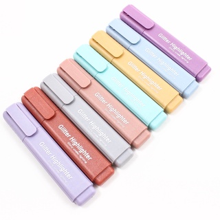 สินค้า [Glitter] ปากกาไฮไลท์ เน้นข้อความ H3306 Highlighter สีสด มีกากเพชร ส่องประกาย แบบปลอก คุณภาพดี  มี8สีให้เลือก