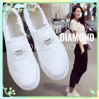 สินค้า Diamond 🎈canvas shoes รองเท้าผ้าใบ รองเท้าลำลองหญิง รองเท้าสีขาว รองเท้าสไตล์เกาหลี รองเท้ารุ่นDD-811