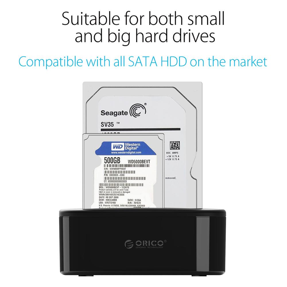 ภาพสินค้าORICO 6228us3 สถานีเชื่อมต่อฮาร์ดไดรฟ์แบบ Dual-Bay สำหรับ 2.5/3.5นิ้ว HDD SSD SATA เป็น USB 3.0 HDD Docking Station 16TB จากร้าน soulpower1 บน Shopee ภาพที่ 4