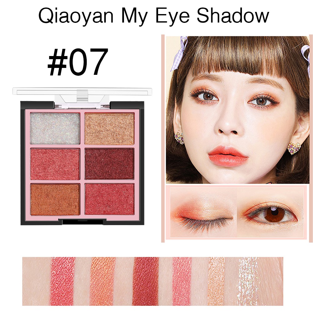 qiaoyan-my-eye-shadow-อายแชโดว์-6-เฉดสีในตลับเดียว-แต่งแต้มดวงตาให้เกิดมิติได้แค่ปาดเดียว-เฉดสีผสมผสานอย่างลงตัว