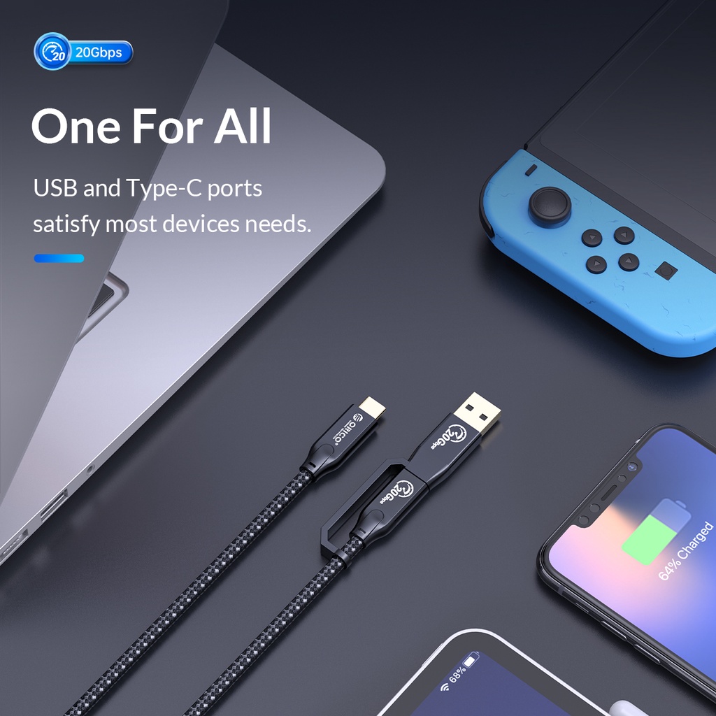 ภาพสินค้าORICO สายแปลง PD 100W Power USB C to USB C Cable 20Gbps ความเร็วสูง HD 4K @60Hz Video Braided พร้อมชิป E-mark สำหรับ MacBook(CM32) จากร้าน orico.th บน Shopee ภาพที่ 5